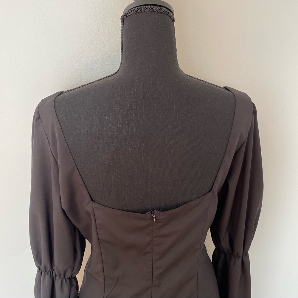 Long Puff Sleeves Square Neck Dress - Picture 8 of 12